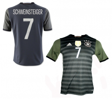 Adidas Germany jersey 7 Bastian Schweinsteiger Euro 2016 away grey men's M