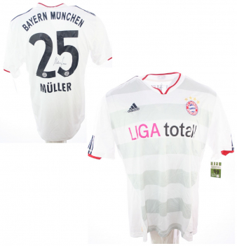 Adidas FC Bayern München Jersey 25 Thomas Müller 2010-2012 signatured white away men's XL