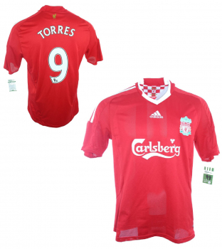 Adidas FC Liverpool jersey 9 Fernando Torres 2008-10 Carlsberg red home kids 140 cm UK 28/30 US youth S