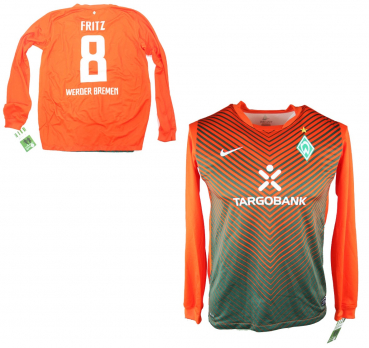 Nike SV Werder Bremen jersey 8 Clemens Fritz 2011/12 Orange Away men's S-M 176cm