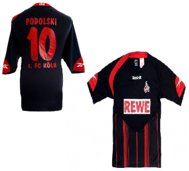 Reebok 1 FC Köln jersey 10 Lukas Podolski away black men's S-M kids 176 cm