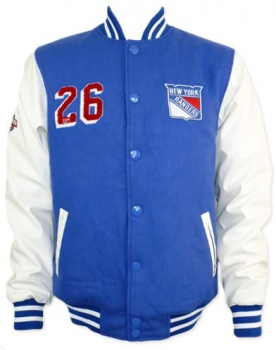 Majestic New York Rangers letterman college jacket NHL Ice hockey blue white men's M