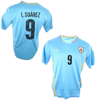 Puma Uruguay jersey 9 Luis Suarez World Cup 2014 home Matchworn jersey L