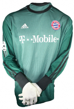 Adidas FC Bayern Munich goalkeeper jersey CL 2003/04 1 Oliver Kahn match worn men's XL