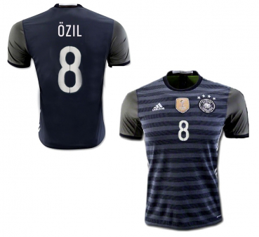 Adidas Germany jersey 8 Mesut Özil Euro 2016 away grey men's M