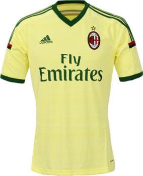 Adidas AC Milan jersey 2014/15 away yellow/green Fly Emirates men's XL