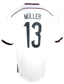 Adidas Germany jersey 13 Thomas Müller World Cup 2014 home white 4 stairs kids 152 cm