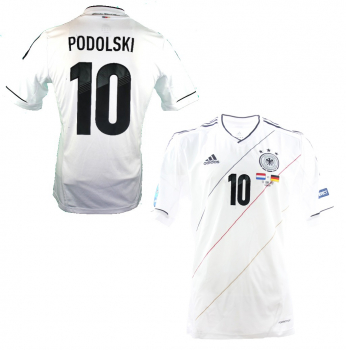 Adidas Germany jersey 10 Lukas Podolski DfB 2012 Climacool white men's S