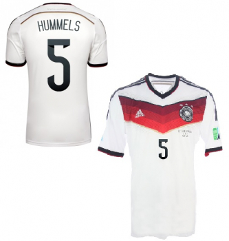 Adidas Germany jersey 5 Mats Hummels World Cup 2014 home white men's M