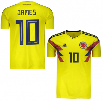 Adidas Columbia jersey 10 James Rodriguez World Cup 2018 home yellow men's L