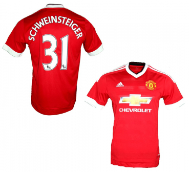 Adidas Manchester United jersey 31 Bastian Schweinsteiger 2015/16 Chevrolet home red men's 2XL/XXL