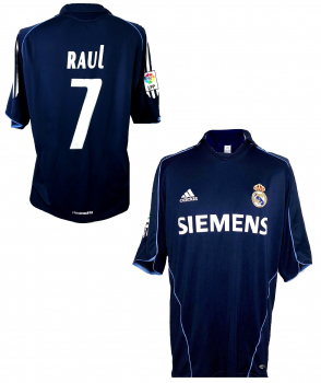 Adidas Real Madrid jersey 7 Raul 2005/2006 away navy Siemens match issued men's XL