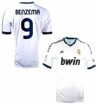 Adidas Real Madrid jersey 9 Karim Benzema 2012/13 Bwin white & navy men's L