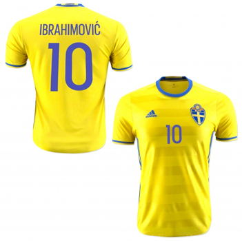 Adidas sweden jersey 10 Zlatan Ibrahimovic 2016 yellow with match detail patch men's XL
