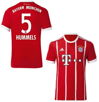 Adidas FC Bayern Munich jersey 5 Mats Hummels 2017/18 home red T-com Telekom men's XL