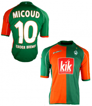 Kappa SV Werder Bremen jersey 10 Johan Micoud 2005/06 green Kik orange men's XXL/2XL