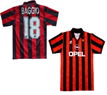 Lotto AC Milan jersey 18 Roberto Baggio 1994/1995 Opel black/red men's XL