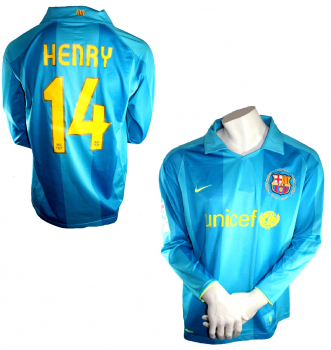 Nike FC Barcelona jersey 14 Thierry Henry 2007/08 Unicef match worn away blue men's XL