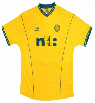 Umbro Celtic Glasgow jersey 7 henrik Larsson 2000/01 2001/02 away ntl: yellow men's XL