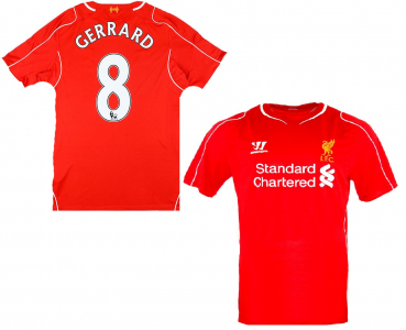 Warrior FC Liverpool jersey 8 Steven Gerrard 2014/15 home Standard Chatered red men's XXL/2XL