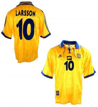 Adidas Sweden jersey 10 Hendrik Larsson World Cup 1998 home yellow men's XL