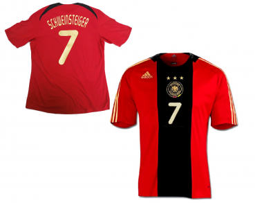 Adidas Germany jersey 7 Basitan Schweinsteiger Euro 2008 home red black men's M