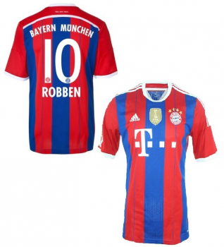 Adidas FC Bayern Munich jersey 10 Arjen Robben 2014/15 home red blue men's S