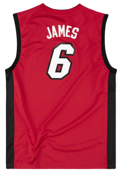 Adidas Miami Heat jersey 6 Lebron James NBA Basketball red men's XL