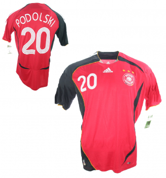 Adidas Germany Jersey 20 Lukas Podolski World cup 2006 Red/Black men's XXL