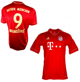 Adidas FC Bayern Munich jersey 9 Mario Mandzukic 2012/13 triple shirt red men's M