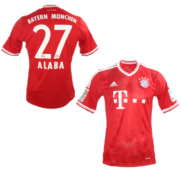Adidas FC Bayern Munich jersey 27 David Alaba 2013/14 Triple home men's L