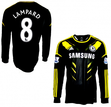 Adidas FC Chelsea jersey 8 Frank Lampard 2012/13 match worn 3rd away shirt black men's XL