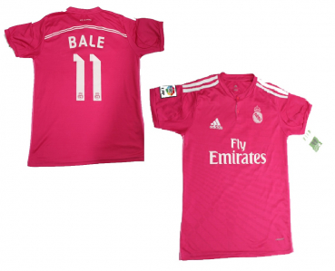Adidas Real Madrid jersey 11 Gareth Bale 2014/15 Emirates away pink men's XL