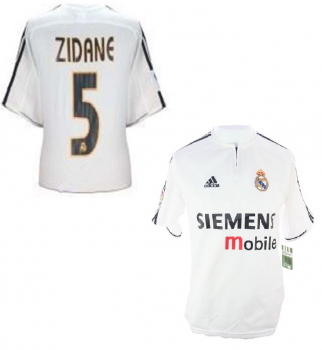 Adidas Real Madrid jersey 5 Zinedine Zidane 2003/04 home Siemens men's M, L or XXL/2XL