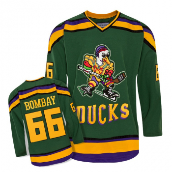 Anaheim Mighty Ducks Jersey 66 Gordon Bombay green new movie men's S/M/L/XL/XXL/XXXL