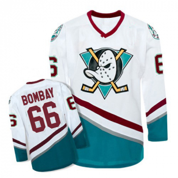 Anaheim Mighty Ducks Jersey 66 Gordon Bombay NHL Movie white New men's S/M/L/XL/XXL/XXXL