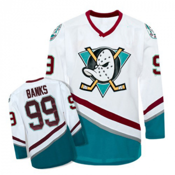 Anaheim Mighty Ducks Jersey 99 Adam Banks NHL Movie white New men's S/M/L/XL/XXL/XXXL
