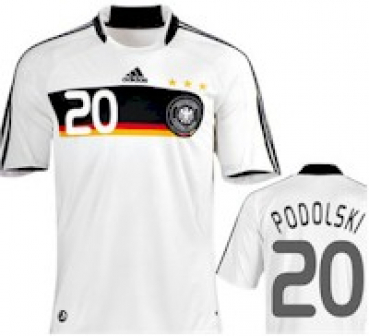 Adidas Germany jersey 20 Lukas Podolski Euro 2008 home white men's L or XXL