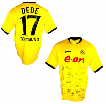 Goool Borussia Dortmund jersey 17 Dede BVB 2003/04 e-on yellow team signed men's XL