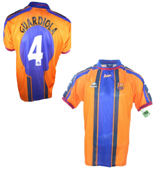 Kappa FC Barcelona jersey 4 Josep Guardiola Pep 1997/98 Away orange men's M/L