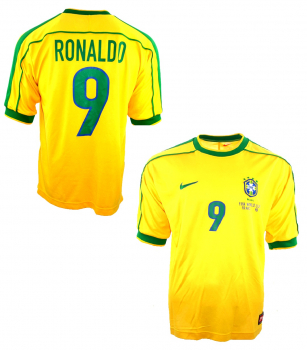 Nike Brazil jersey 1998 9 Ronaldo el fenomeno yellow home men's XL or XXL/2XL