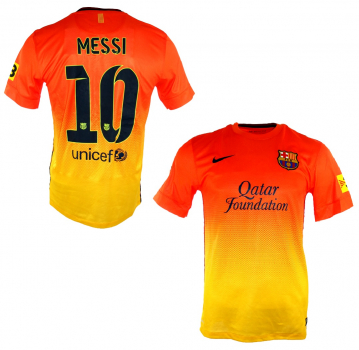Nike FC Barcelona jersey 10 Lionel Messi 2012/13 Qatar orange away men's M or L