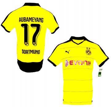 Puma Borussia Dortmund jersey 17 Pierre Aubameyang 2015/16 Home BVB men's L