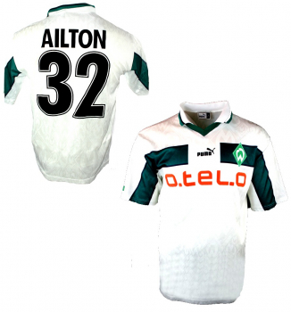 Puma SV Werder Bremen jersey 1998/99 32 Ailton O-tel-o white men's S-M 176cm