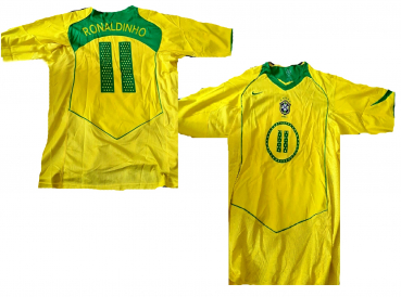 Nike Brazil jersey World Cup 2004 11 Ronaldinho home yellow world champion men's XXL/2XL