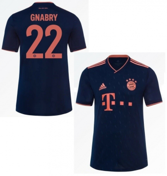 Adidas FC Bayern Munich jersey 22 Serge Gnabry 2019/20 away navy T-com Telekom men's L
