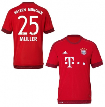 Adidas FC Bayern Munich jersey 25 Thomas Müller 2015/16 home red men's S, M or XL