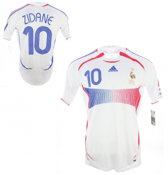 Adidas France jersey 10 Zinedine Zidane World Cup 2006 white away men's XL
