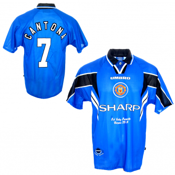 Umbro Manchester United jersey 7 Eric Cantona 1996/97 away blue sharp kids 32/34/36 = 158cm-164cm