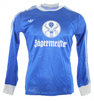 Adidas Eintracht Braunschweig jersey 1980 Jägermeister blue Away men's M (5/6)